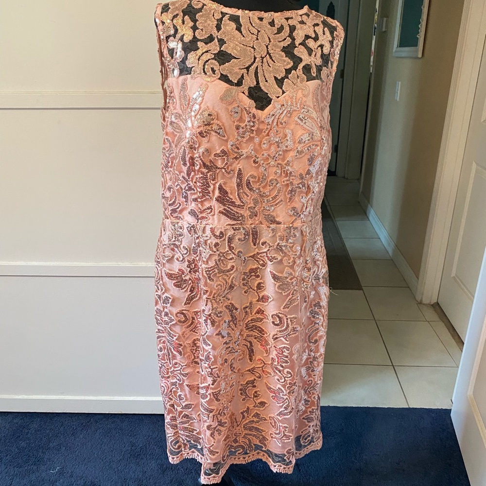 Pink sequenced lace dress